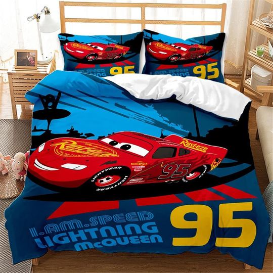Discover 3D Printed Cute Child Lightning Mc Car Bedding Duvet Cover Set