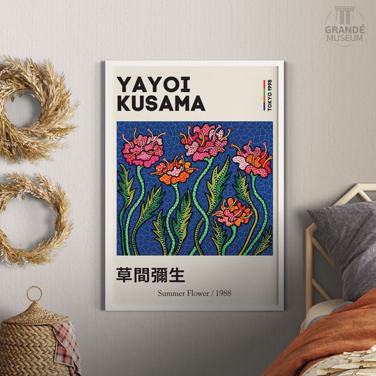 Discover Yayoi Kusama Japanese Poster, Kusama Museum Tokyo, Summer Flower