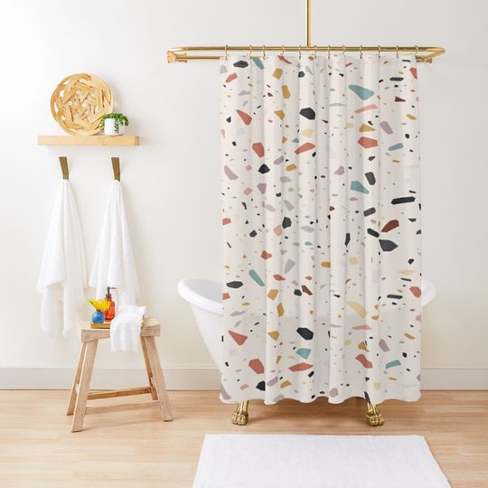 Discover Colorful Aesthetic Terrazzo Design Shower Curtain