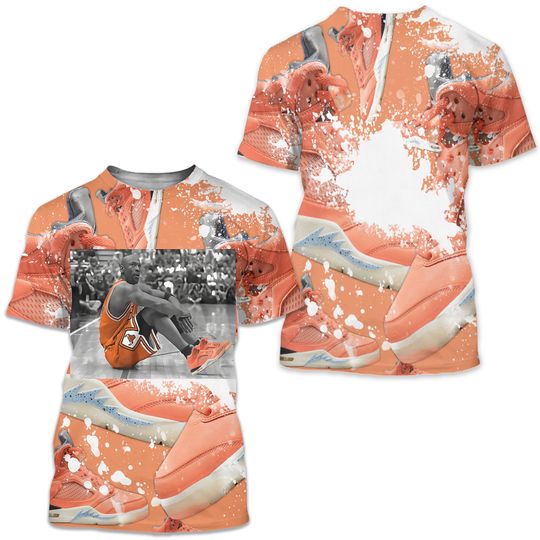 Discover Orange Basketball Shoes Goat Number 23 Unisex Sneaker Shirt Match Crimson Bliss 5s Tee