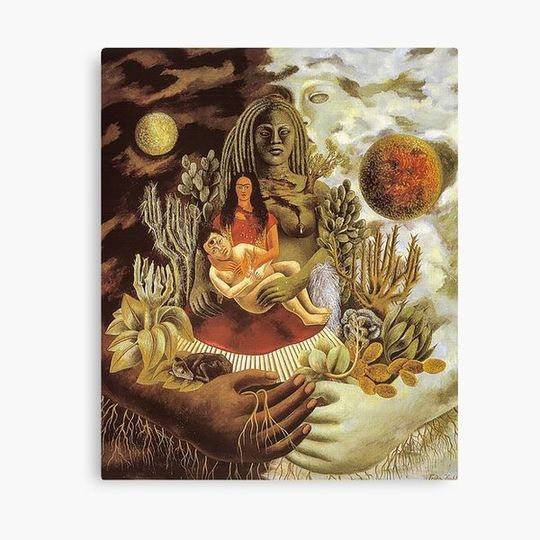 Discover Frida Kahlo - The Love Embrace of the Universe, the Earth (Mexico), Myself, Diego and Señor Xólotl Canvas