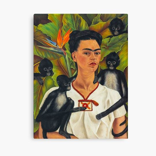 Discover Self-Portrait with Monkey by Frida Kahlo Canvas