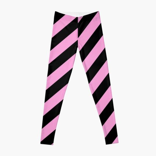 Discover Diagonal Stripes Black And Pink Leggings