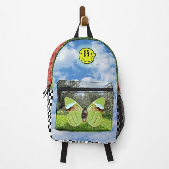 Discover weirdcore backpack featuring a green butterfleye Backpack