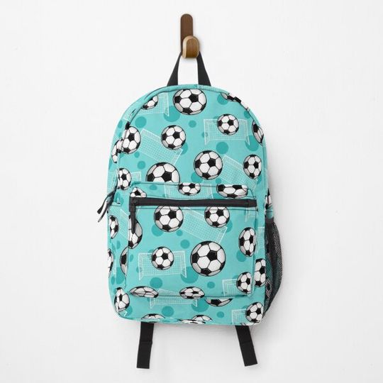 Discover Soccer Ball and Goal Teal Pattern - Teal Soccer Backpack