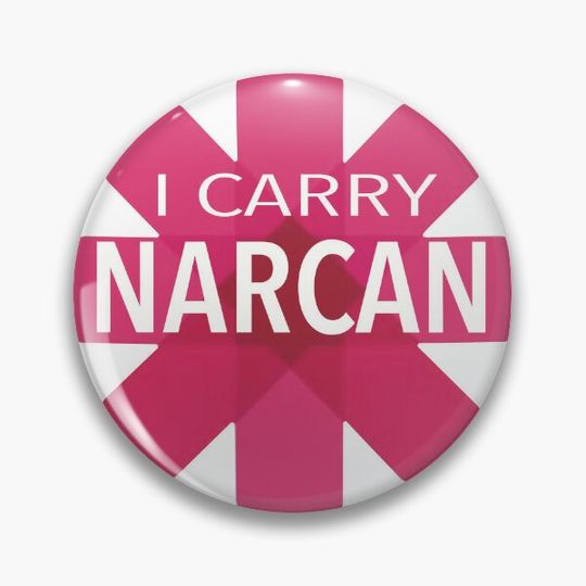 Discover Carry NARCAN — Save a Life! Pin Button