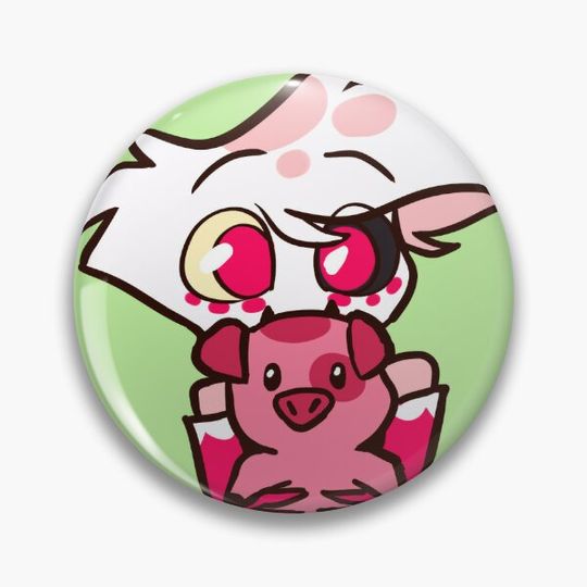 Discover Cute Angel Dust holding Fat Nuggets Pin Button