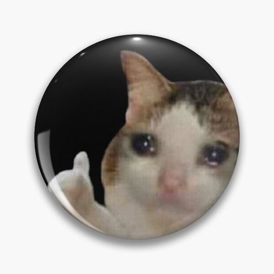Discover sad cat thumbs up - meme Pin Button