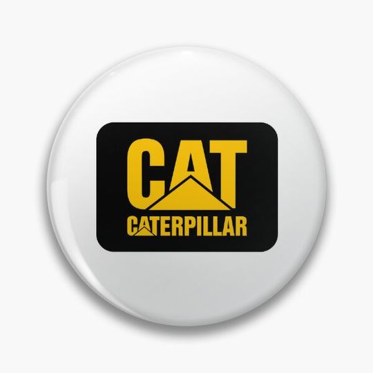 Discover yellow CAT caterpillar black logo Pin Button