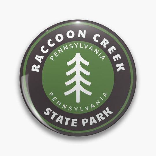 Discover Raccoon Creek State Park Pennsylvania - PA Mountain Forest Badge with a Tree Pin Button