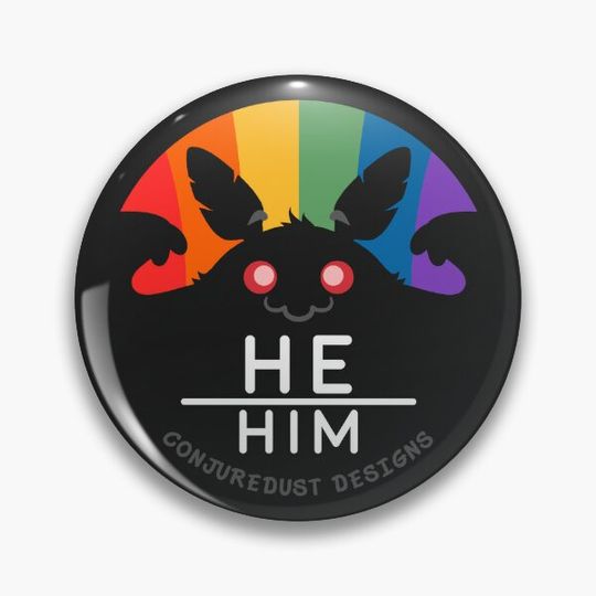 Discover Cryptid Pronouns: He/Him Pin Button