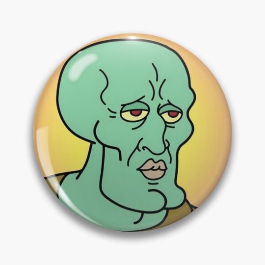 Discover Handsome squidward Pin Button