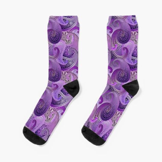 Discover Trendy Purple Paisley Pattern Socks