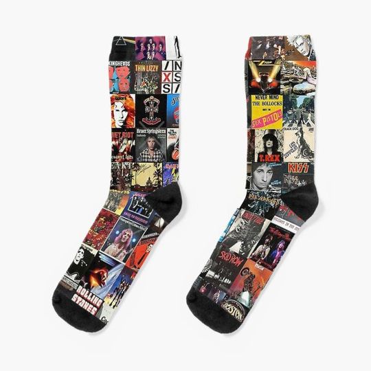 Discover Rock Vinyl Collage Socks