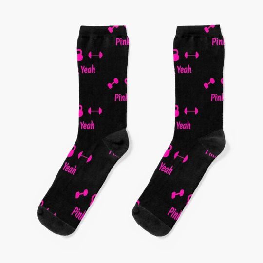 Discover Pink Dumbbell Kettlebell and Barbell Pattern Socks