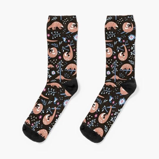 Discover Cute Pangolin Pattern - Forest Pattern Socks
