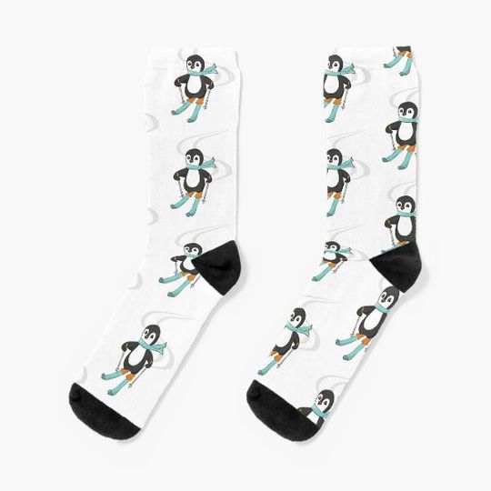 Discover Skiing Penguin Socks