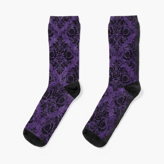 Discover Gothic Damask Purple Socks