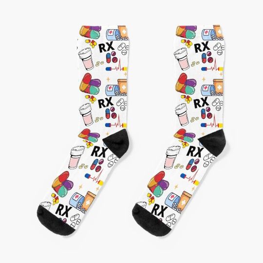 Discover Pharmacy Pattern Pills RX Socks