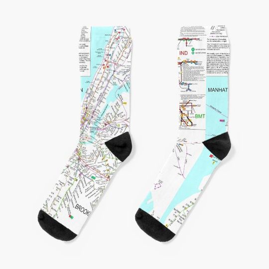 Discover NYC Subway Map - New York City Subway train Socks