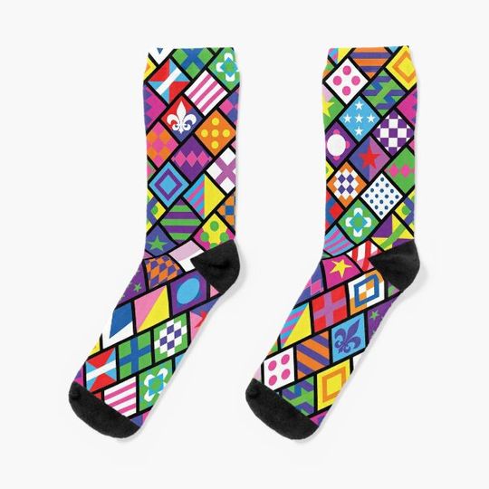Discover Horse racing colorful jockey squares Socks