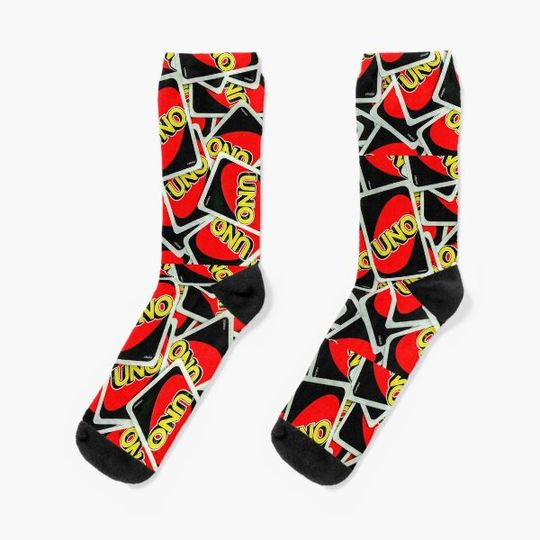 Discover Uno Colorful Playing Cards Backwards Pattern Socks