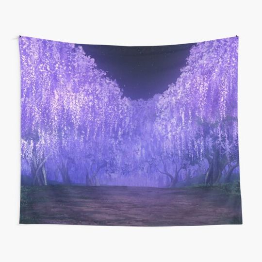 Discover Wisteria anime lavender purple forest Tapestry