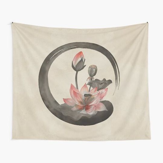 Discover Enso Zen Circle and Lotus Tapestry
