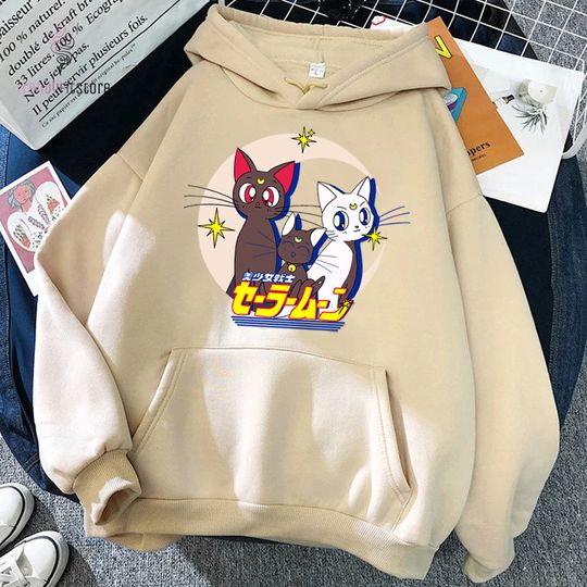 Discover Japanese Anime Moon Sailor Hoodie, Artemis And Diana Cartoon Pullover