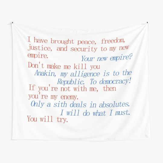 Discover Revenge of the Sith, Obi-Wan and Anakin quote Tapestry