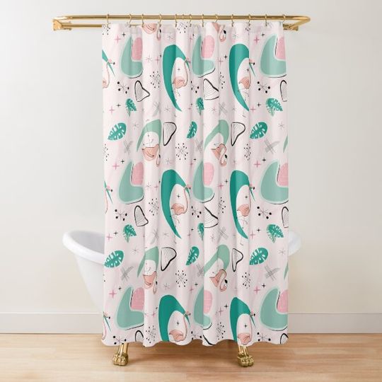 Discover Atomic 50s Flamingo Shower Curtain