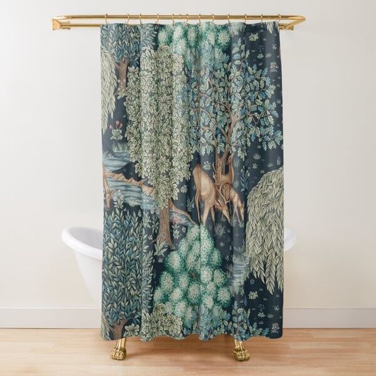 Discover William Morris - The Brook Tapestry - Forest Deer Shower Curtain