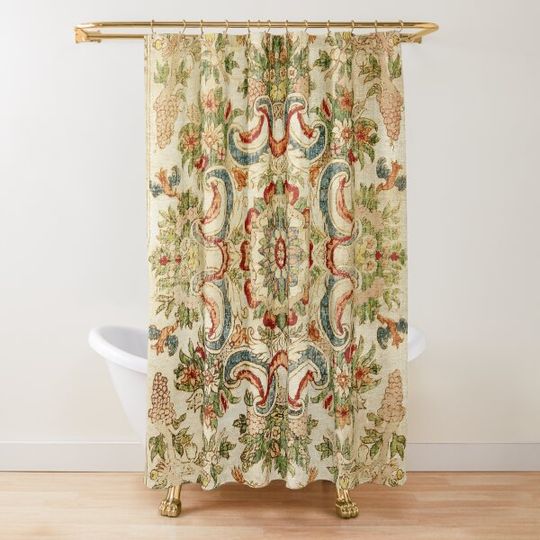 Discover Antique French Aubusson Silk Rug Print Shower Curtain