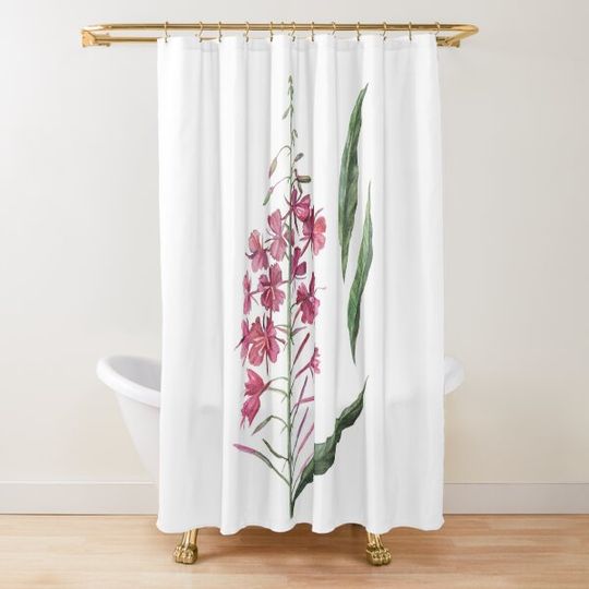 Discover Watercolor Wildflower Fireweed Shower Curtain