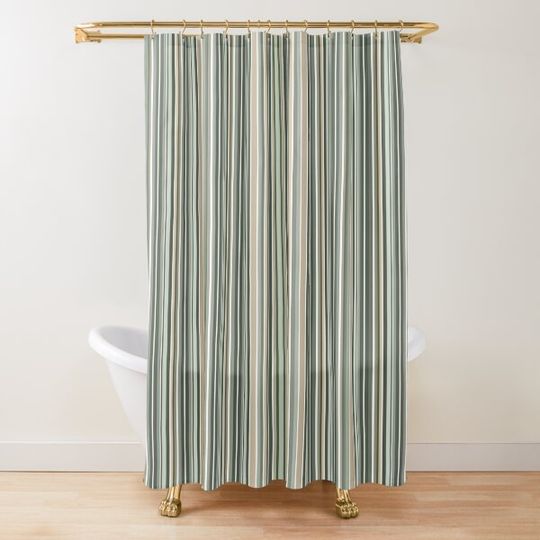 Discover Classic Sage Green Stripes Shower Curtain
