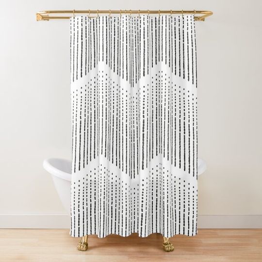 Discover arcadia dash - black - boho Shower Curtain