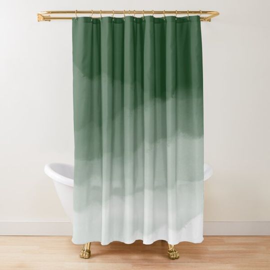 Discover Forest Green Watercolor Ombre (green/white) Shower Curtain