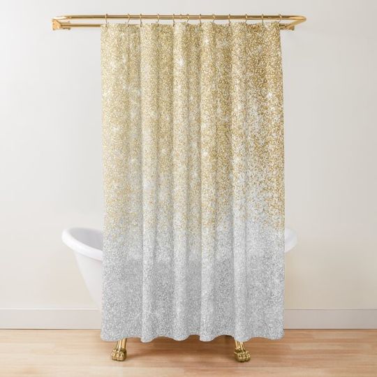 Discover Gold and Silver Glitter Ombre Luxury Design Shower Curtain