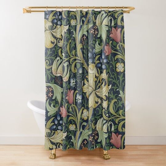 Discover William Morris Golden Lily pattern Shower Curtain