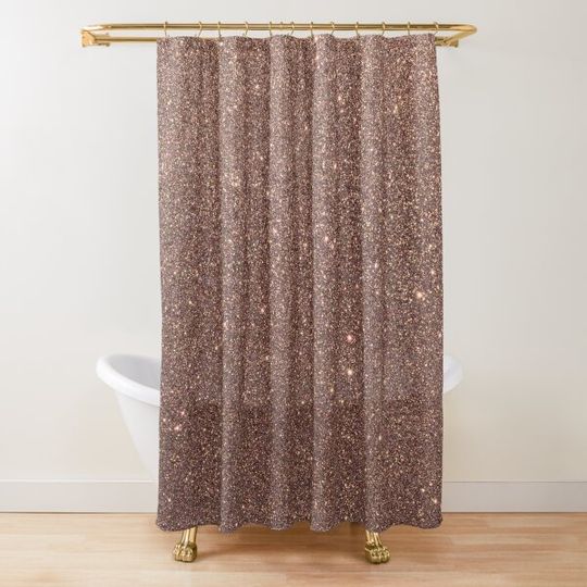 Discover Bronze Gold Burnished Metallic Brown Faux Glitter Shower Curtain