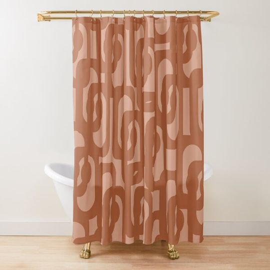Discover Mid Century Modern Loops Pattern in Rich Clay Rust Terracotta Shower Curtain