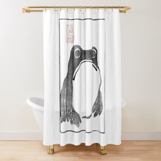 Discover Unimpressed Frog from Meika Gafu, by Matsumoto Hoji Shower Curtain