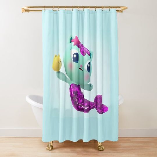 Discover Gabby's dollhouse - Mercat Shower Curtain