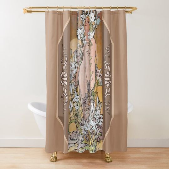 Discover Vintage 1900s Mucha Art Nouveau Shower Curtain