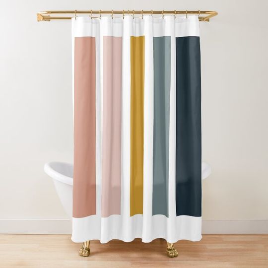 Discover Mid-Century Modern | Neutral Terracotta Colors Shower Curtain