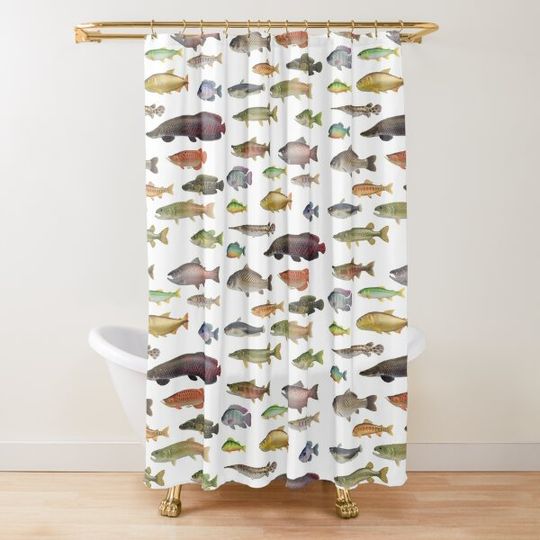 Discover Freshwater Fish Print from Critterpedia Shower Curtain