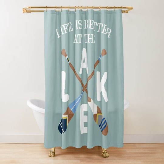Discover Life Is Better At The LAKE Painted Paddles Shower Curtain