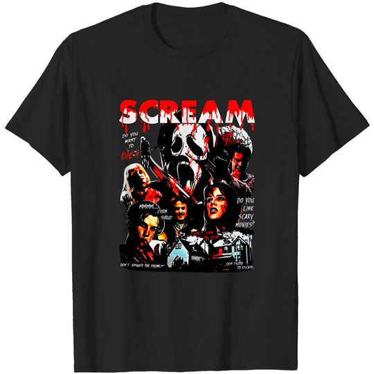 Discover Scream Movie Characters T-Shirts, Horror Movie Fan T-Shirts
