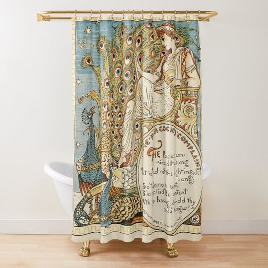 Discover GODDESS JUNO AND THE COMPLIANT OF PEACOCK  Art Nouveau Aesop Fables Shower Curtain