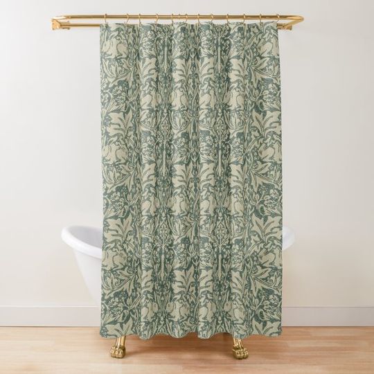 Discover William Morris Brer Rabbit print Shower Curtain